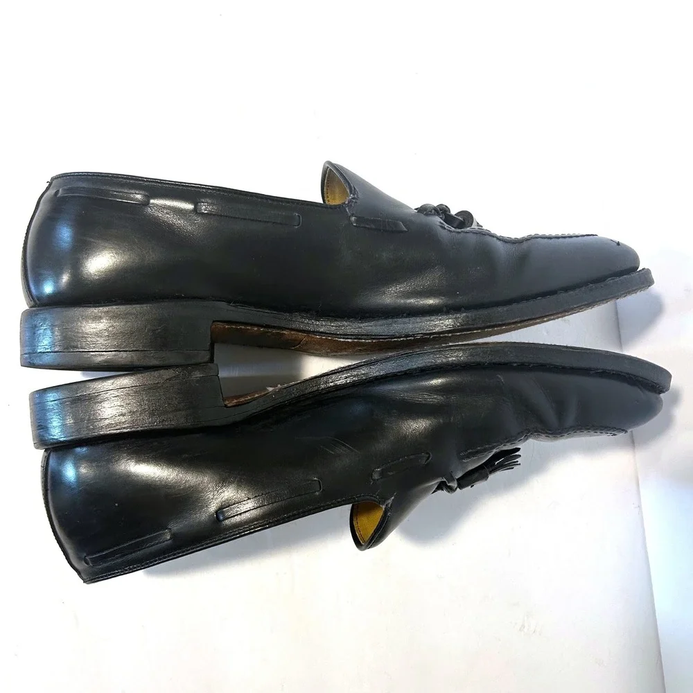 Allen Edmonds Grayson Tassel Loafer Men 9.5 Black Leather Dress Shoes USA Preppy